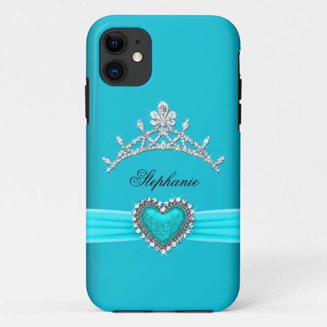 iPhone 5 Princess Silver Tiara Teal Bejeweled Case-Mate iPhone Case (Back)