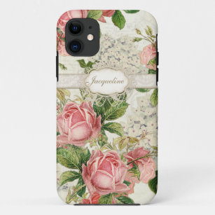 IPhone 5 - Vintage English Rose Lace n Hydrangea iPhone 11 Case