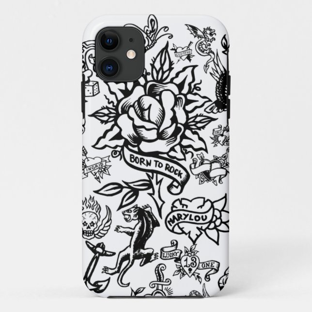 iphone 5 white and black Tattoo case (Back)