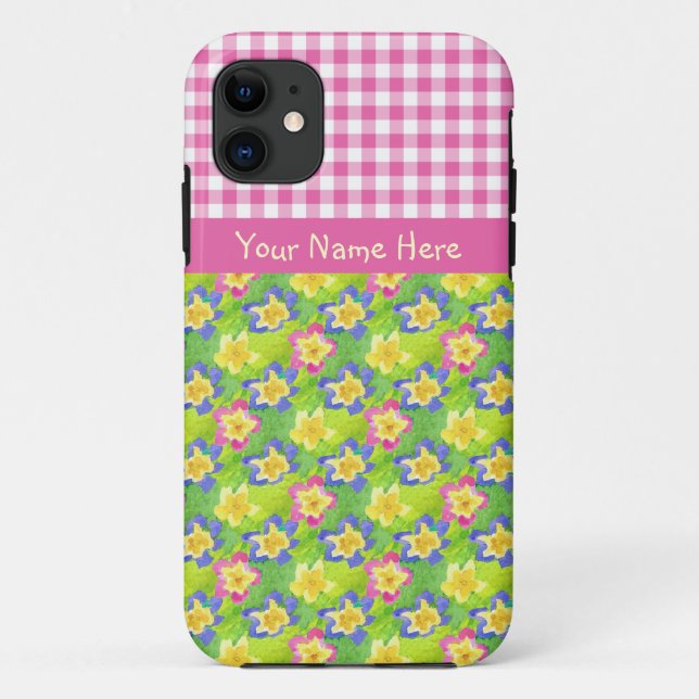 iPhone 5 Xtreme Case Personalise Primroses Gingham (Back)