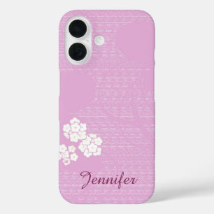 iPhone 6 Case Pink, White Flowers Personalised