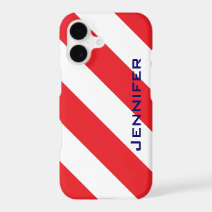 iPhone 6 Case, Red & White Stripe, Personalised