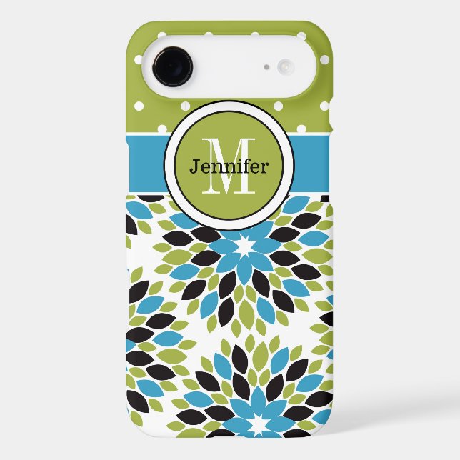 iPhone 6 Plus Case | Floral, Dots | Blue, Green 2 (Back)