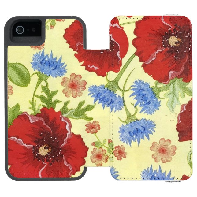iPhone 6 Wallet Case Poppy Pattern Incipio iPhone Wallet Case (Folio Open)