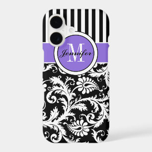 iPhone 7 Case Damask Stripes Purple 2