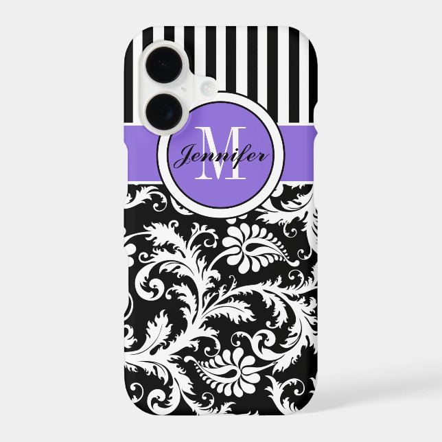 iPhone 7 Case | Damask | Stripes | Purple 2 (Back)
