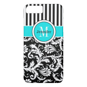 iPhone 7 Case Damask Stripes Turquoise