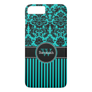 iPhone 7 Case Damask Stripes Turquoise