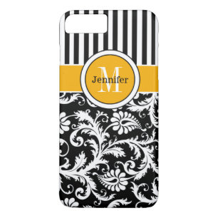 iPhone 7 Case Damask, Stripes Yellow
