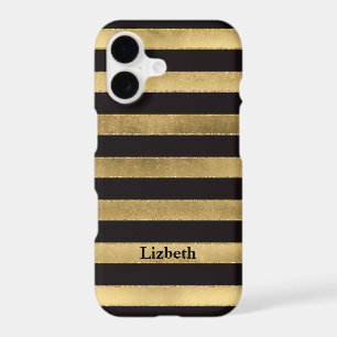 iPhone 7 Case FAUX Gold Foil Black Stripes
