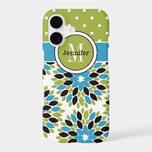 iPhone 7 Case Floral, Dots Blue, Green 2
