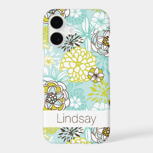 iPhone 7 Case Flowers Aqua Green Brown