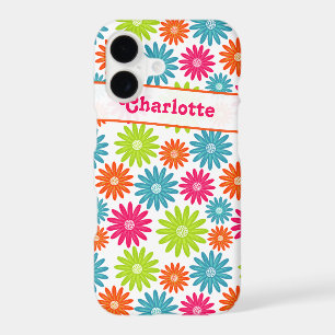 iPhone 7 Case Funky Flowers Pink Green Blue
