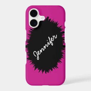 iPhone 7 Case, Hot Pink and Black, Personalised