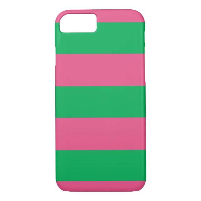iPhone 7 Case Striped Pink & Green (Back)