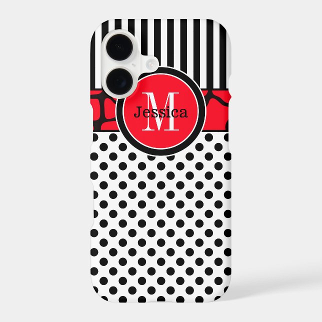 iPhone 7 Case | Stripes, Dots | Red (Back)