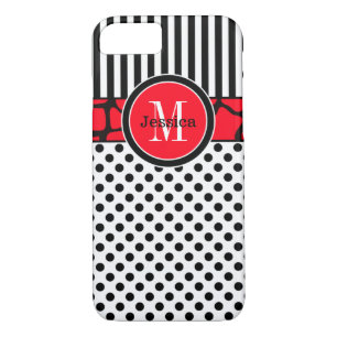 iPhone 7 Case   Stripes, Dots   Red