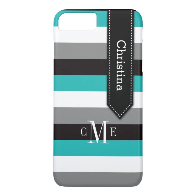 iPhone 7 Case | Stripes | Teal, Grey, Black