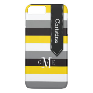 iPhone 7 Case Stripes Yellow, Grey, Black
