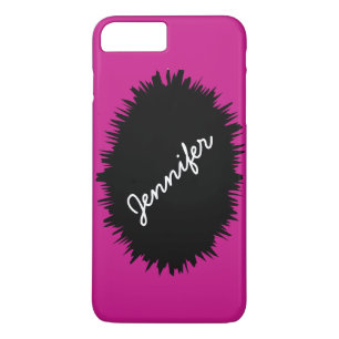 iPhone 7 Plus Case, Hot Pink & Black, Personalised iPhone 8 Plus/7 Plus Case