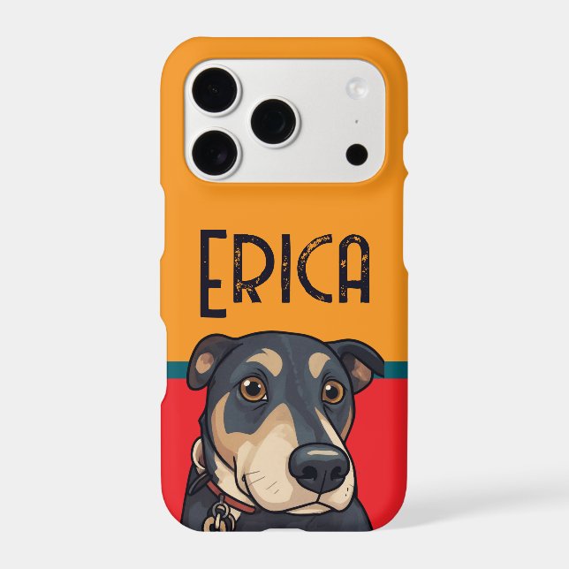 iPhone Case Black Dog Cartoon Style Personalised (Back)