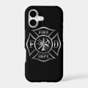 Iphone case black/silver fire department symbol