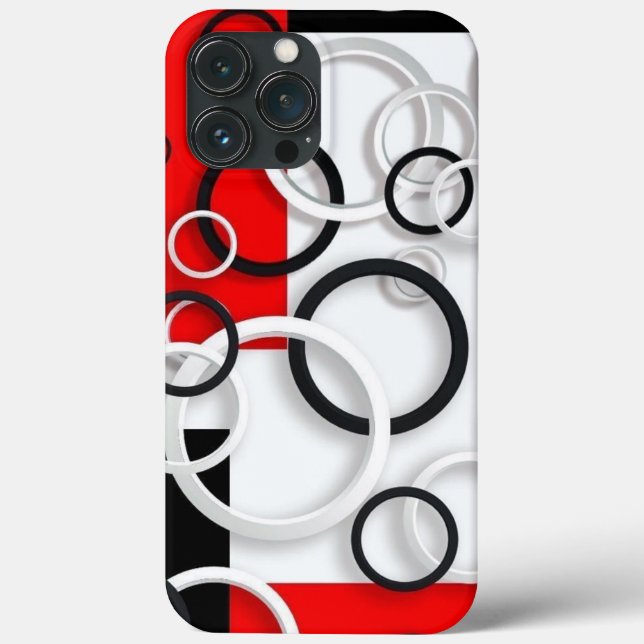 iPhone case black, white,red colourful circles  (Back)