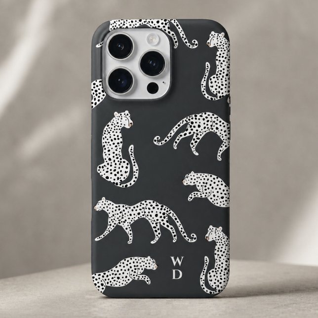 iPhone Case | Cheetah Pattern Phone Cover (A stylish cheetah pattern iPhone case with fashion led appeal and monogram initials.)