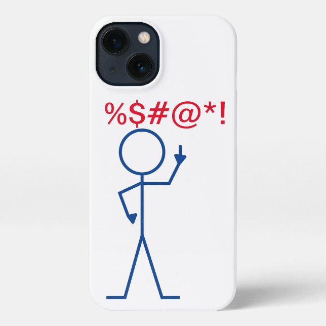iPhone Case - "Eff You" Blue Stick figure (Back)