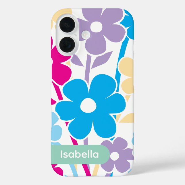 iPhone case floral colorful pattern aesthetic (Back)