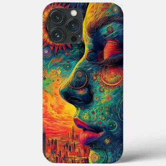 iPhone case girl multicolour painting