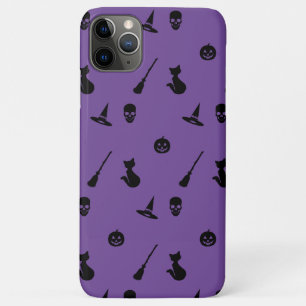 iPhone Case Halloween Pattern Blk on Purple