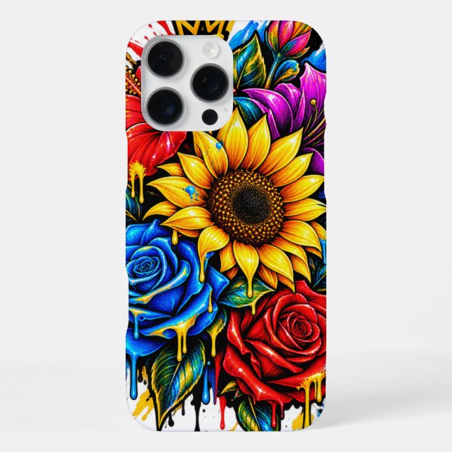 Iphone case has a floral print. (Back)