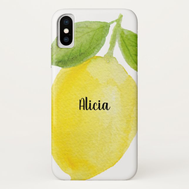 Iphone Case Lemon Watercolor design (Back)
