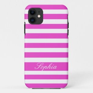 iPhone Case pink white Striped Stripe personalised