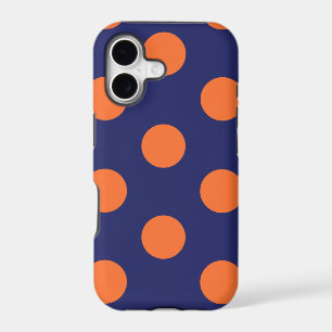 iPhone Case Polka Dot Navy Blue & Orange