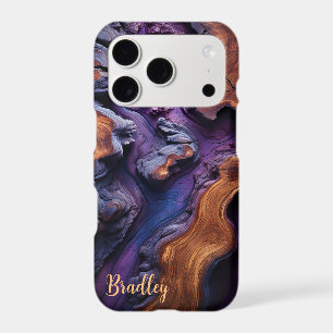 iPhone Case, Purple Resin, Burl Wood Design
