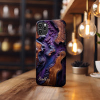 iPhone Case, Purple Resin, Burl Wood Design