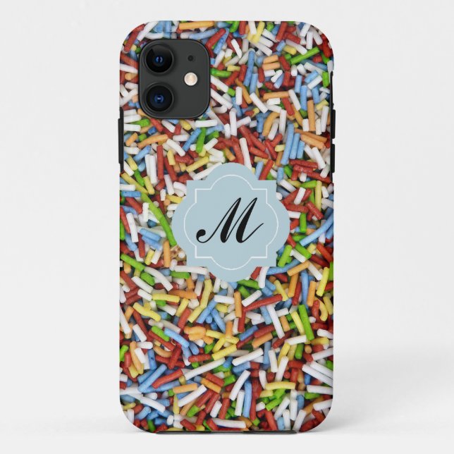 iPhone Case Sprinkles Colourful Candy Pink Monogra (Back)