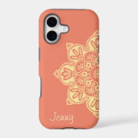 iPhone Case with a peach and yellow Medallion