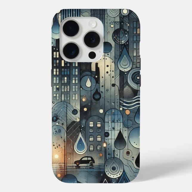 iPhone case with a rainy city feel (Back)