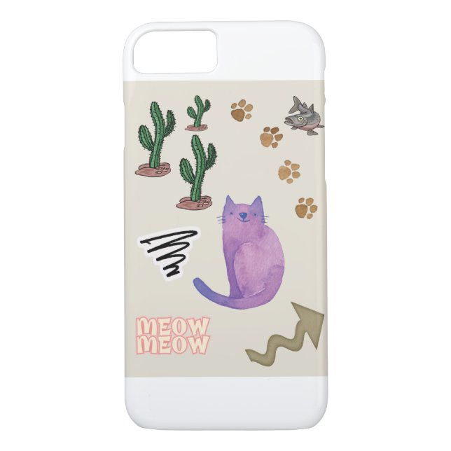 IPhone Cases Cat Fish Cactus Paws Meow (Back)