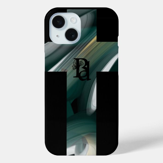 iPhone Cases Trend Abstract Art Black White Green (Back)