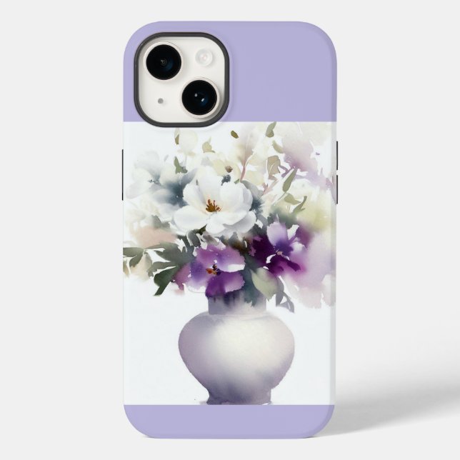 iPhone cell phone cover, case with purple flowers (Back)