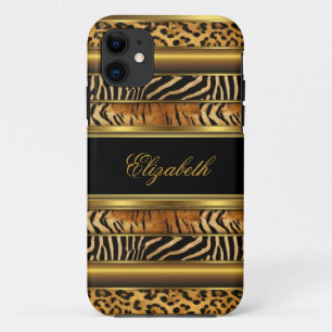 iPhone Elegant Classy Gold Mixed Animal Print iPhone 11 Case
