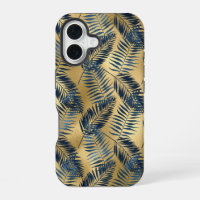 iPhone Gold Blue Palm Leaf Phone Case