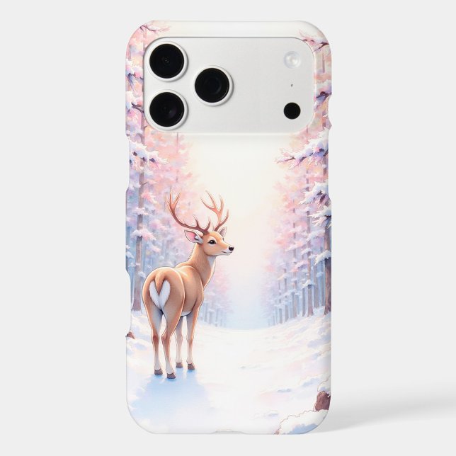 iPhone / iPad case (Watercolor painting of a deer in a snowy forest!)