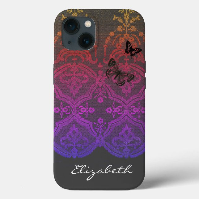 iPhone / iPad case DIY NAME ANTIQUE LACE IN GREY (Back)
