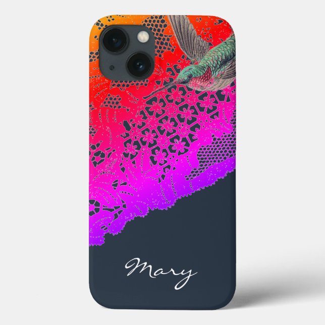 iPhone / iPad case HUMMINGBIRD AND CUSTOM NAME (Back)