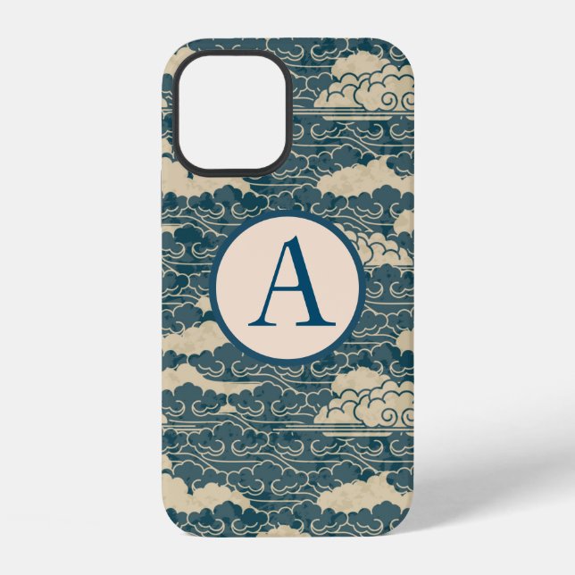 iPhone / iPad case JAPANESE CLOUDS DIY INITIAL (Back)